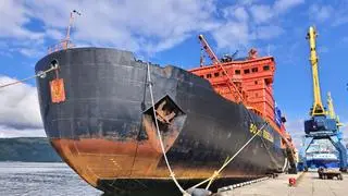 POLAR RIG: Nuclear-powered icebreaker ‘50 Years of Victory’, berthed at the Arctic port of Murmansk POLAR RIG: Nuclear-powered icebreaker ‘50 Years of Victory’, berthed at the Arctic port of Murmansk