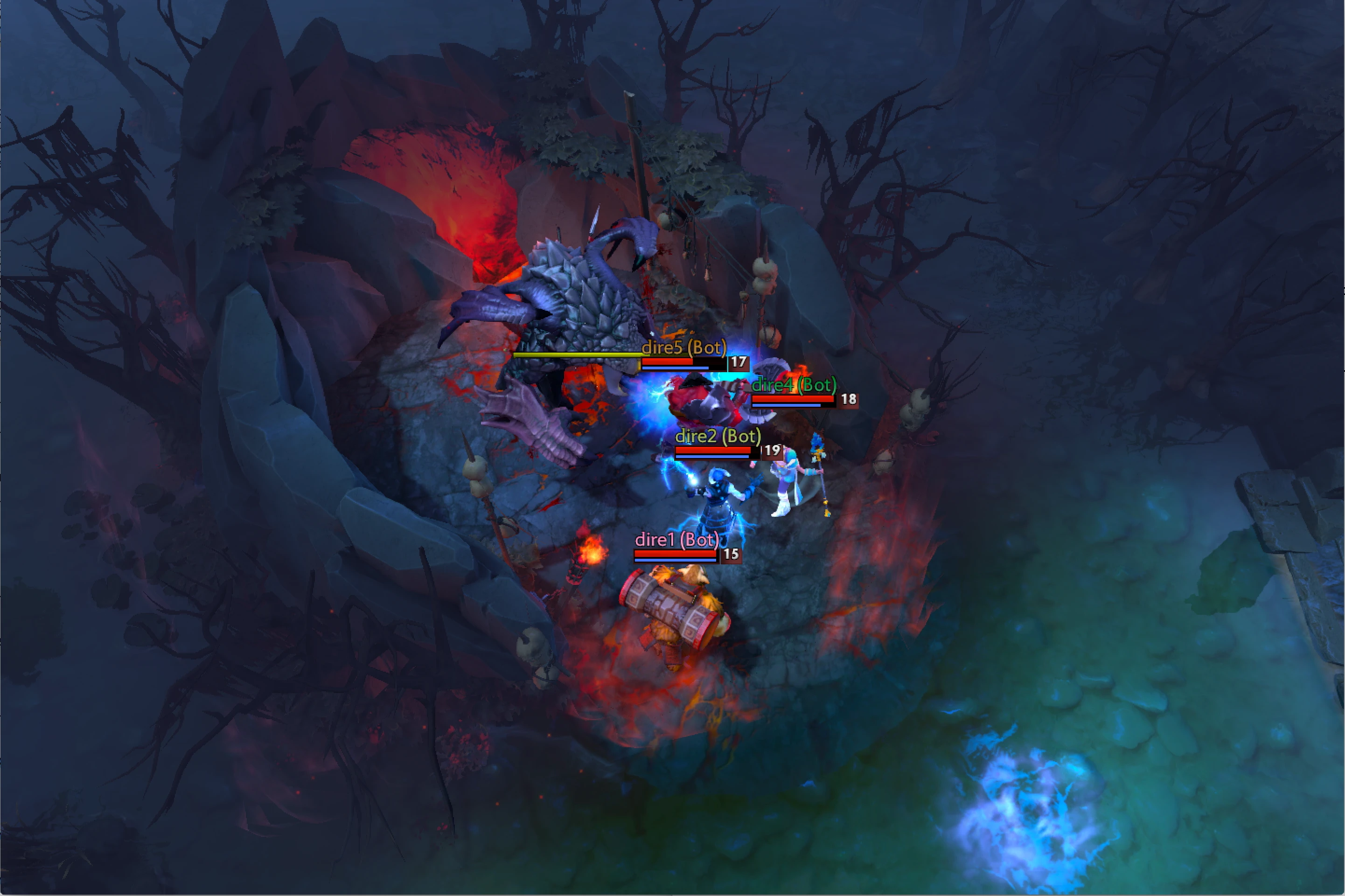 An aerial view of Rosh4 Healthbars