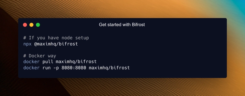 Bifrost quick start screenshot from the official repository