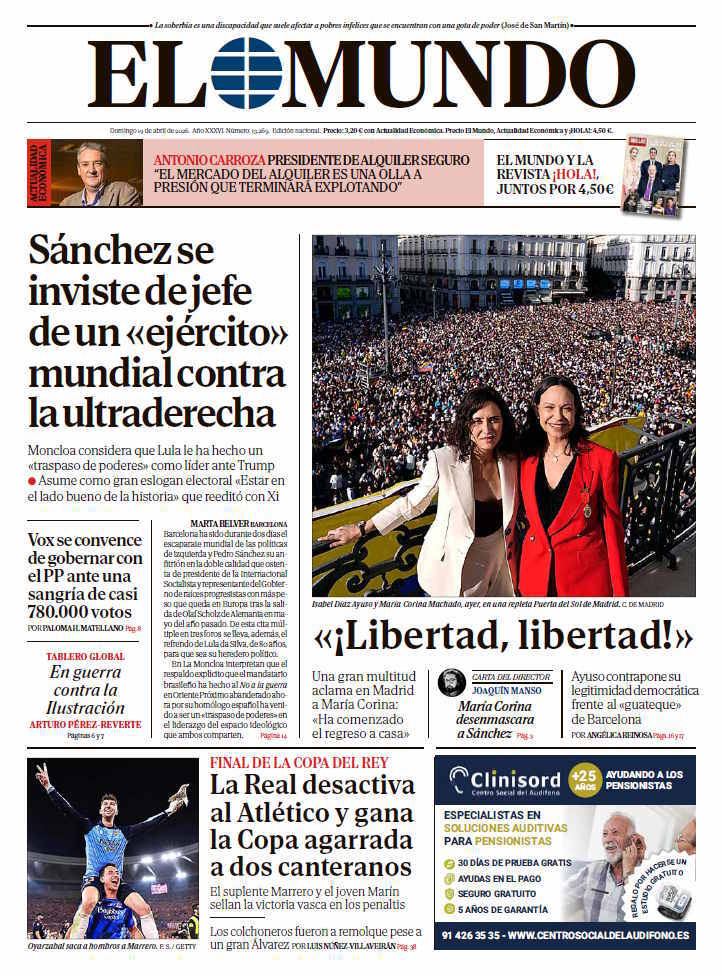 Portada de EL MUNDO del domingo 19 de abril de 2026