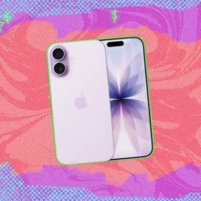 Apple iPhone 17 on Mashable background