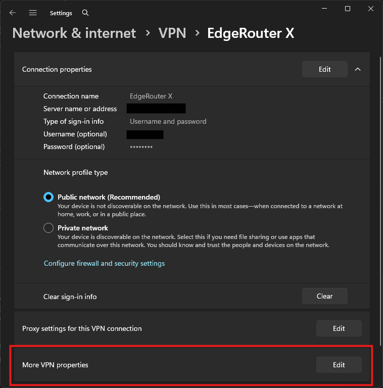 More VPN properties