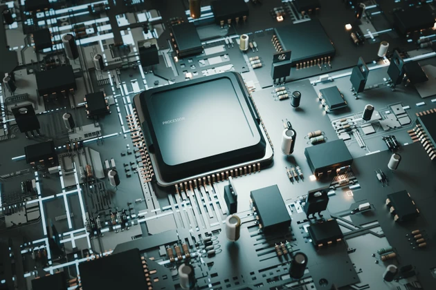 Powerful Processor on a Motherboard, 3D Rendering