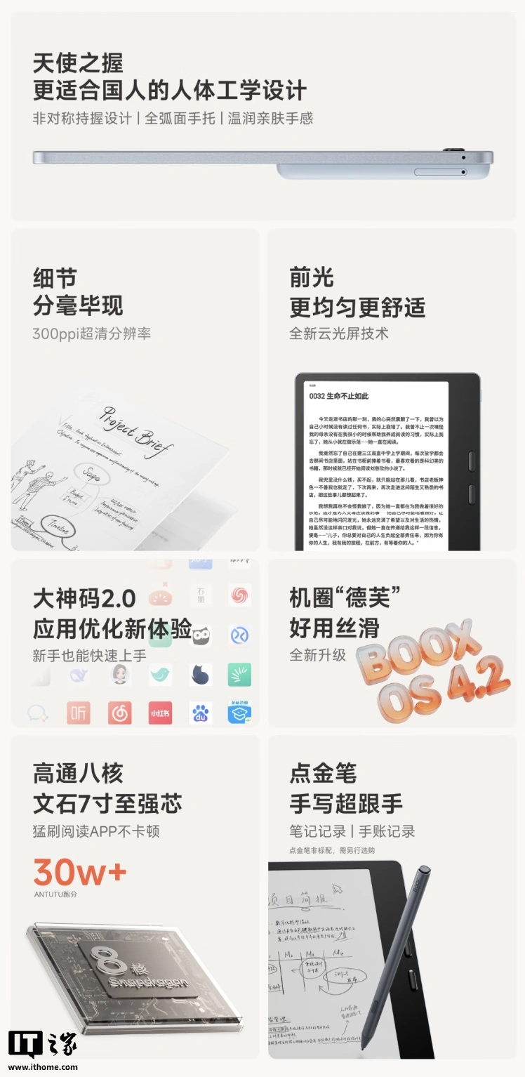 文石推出 Leaf5+ 黑白墨水屏电纸书:配 7 英寸 Carta 1300 面板,1749 元