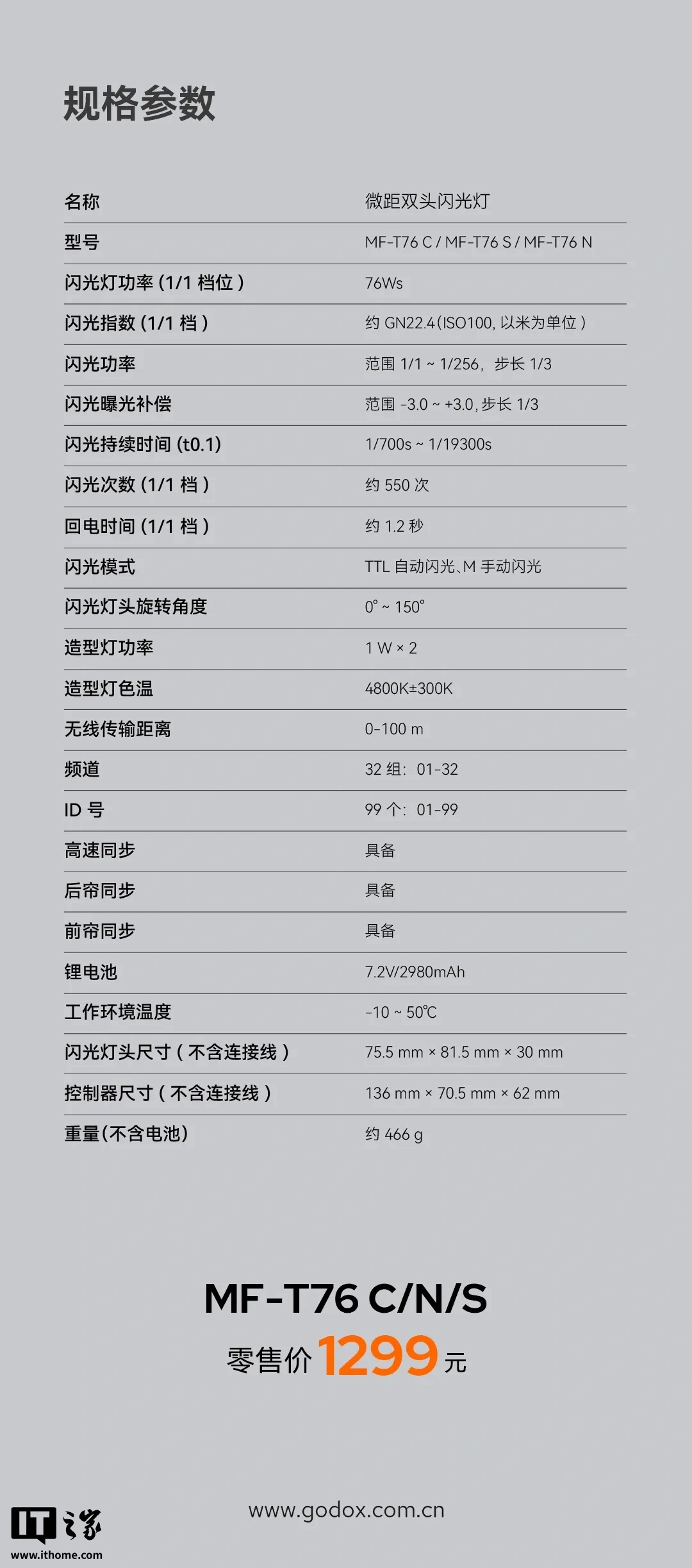 神牛 MF-T76 微距双头闪光灯开售:TTL 自动闪光、1.2s 高速回电,1299 元