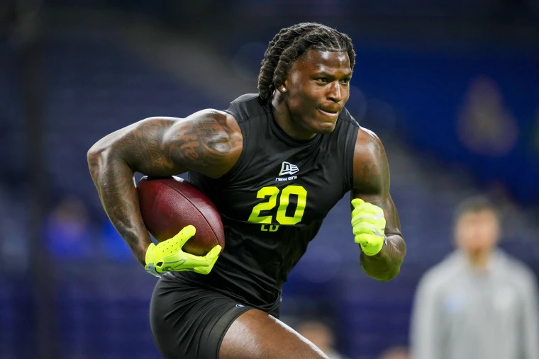 Image: Arvell Reese of Ohio State during the 2026 NFL Scouting Combine at Lucas Oil Stadium