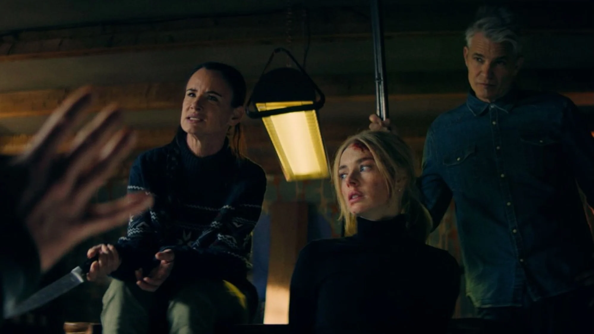 Juliette Lewis, Samara Weaving, and Timothy Olyphant in Jorma Taccone’s "Over Your Dead Body."