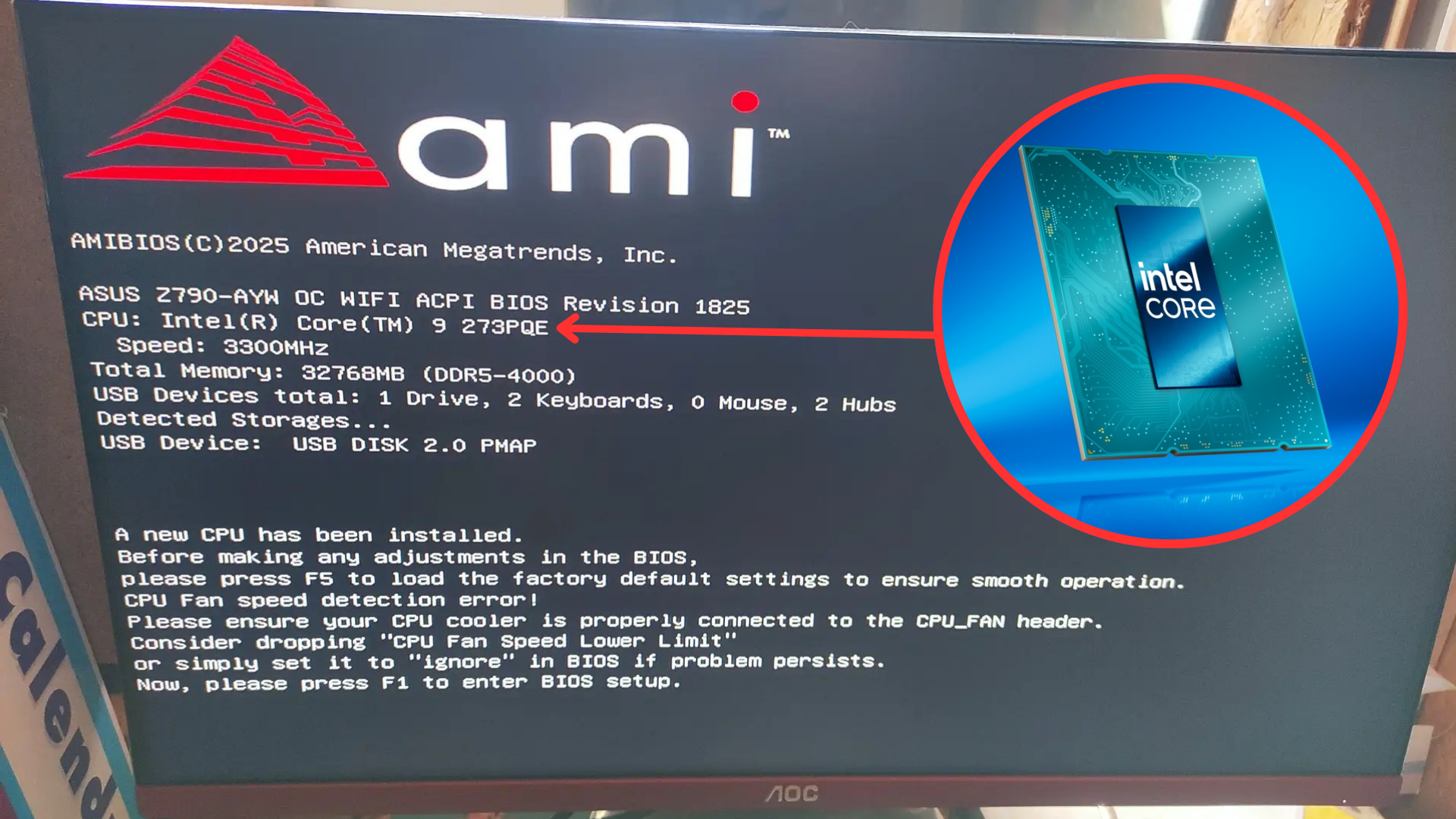 Intel Core 9 273QPE running on Asus AWY Z790 motherboard