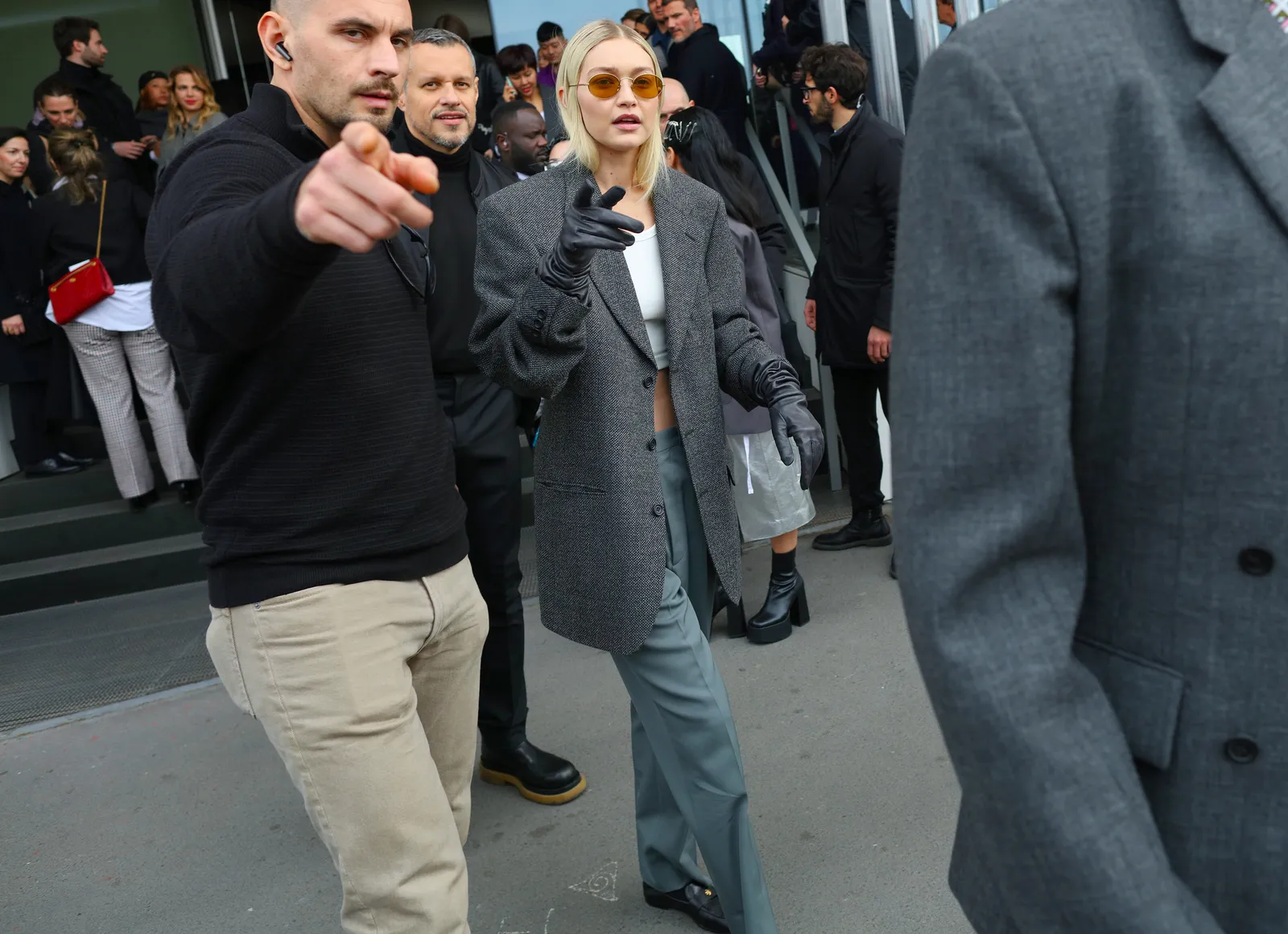 Gigi Hadid wears Prada. Milan fall 2023 readytowear