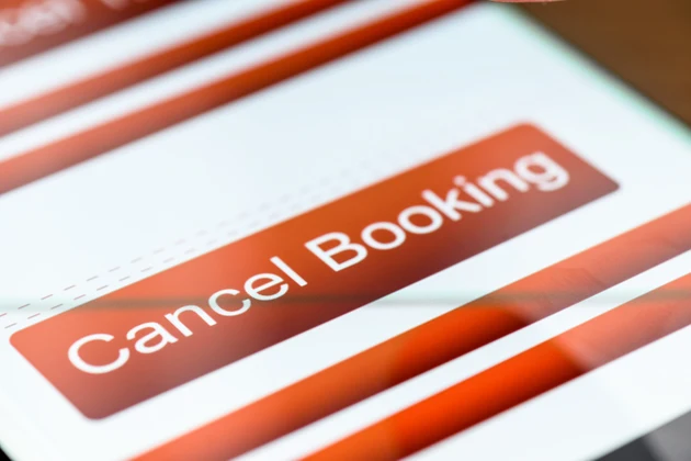 cancel booking text button on smart phone screen