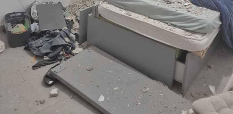 Missile hit safe room in Petah Tikva credit: Israel Fire and Rescue Service
