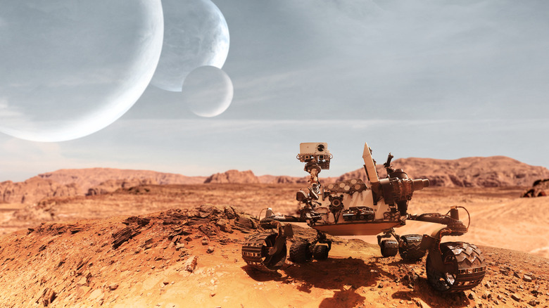 NASA's Mars Curiosity rover exploring the surface of the red planet.