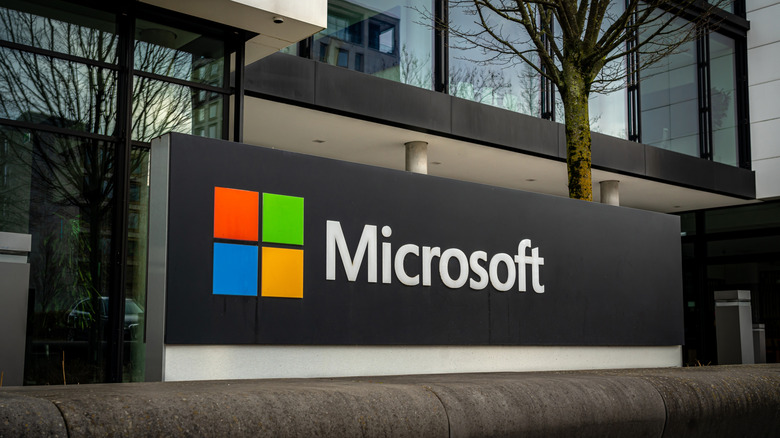 Microsoft's Logo on a wall
