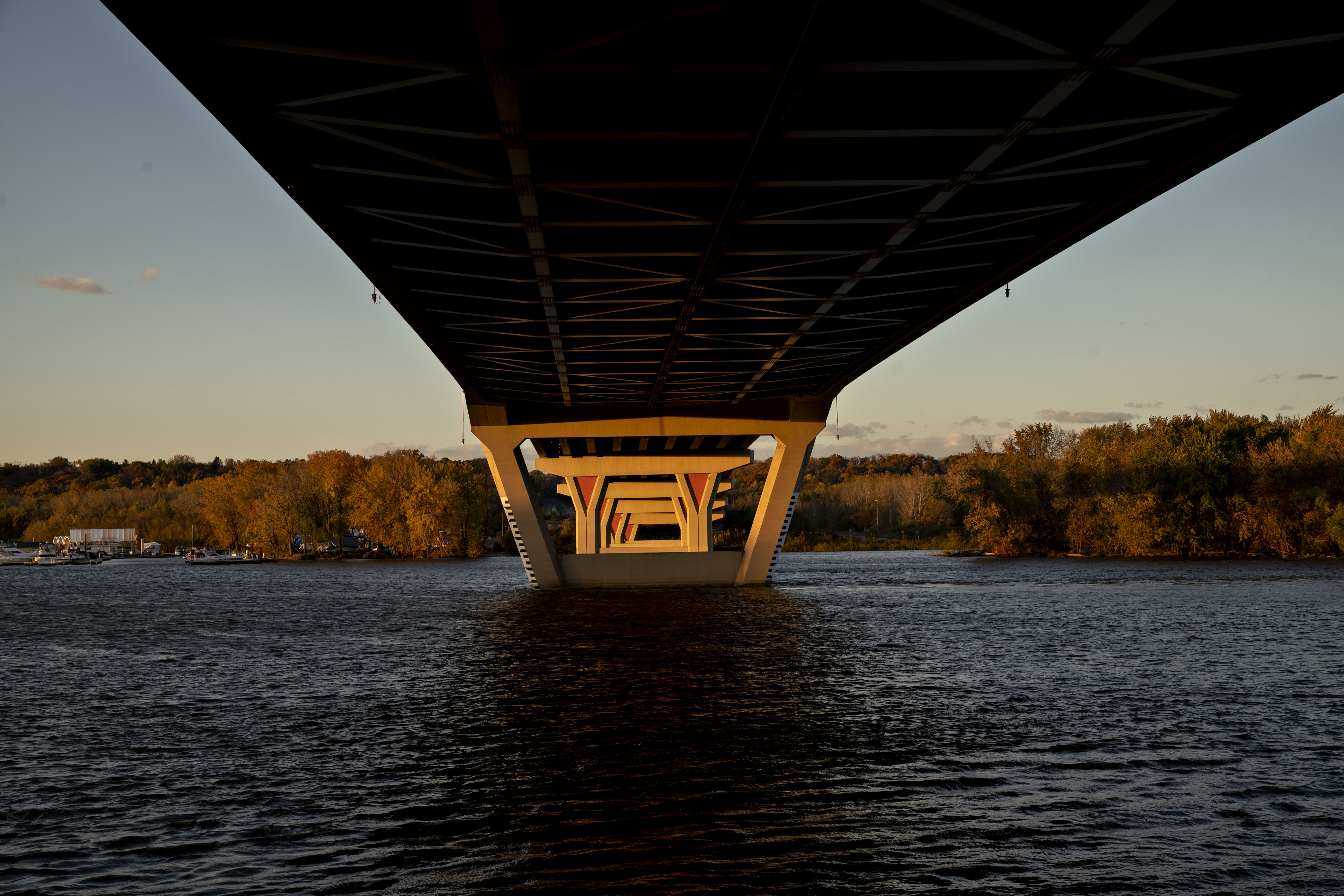 A bridge spans the Mississippi River in Hastings, Minnesota.