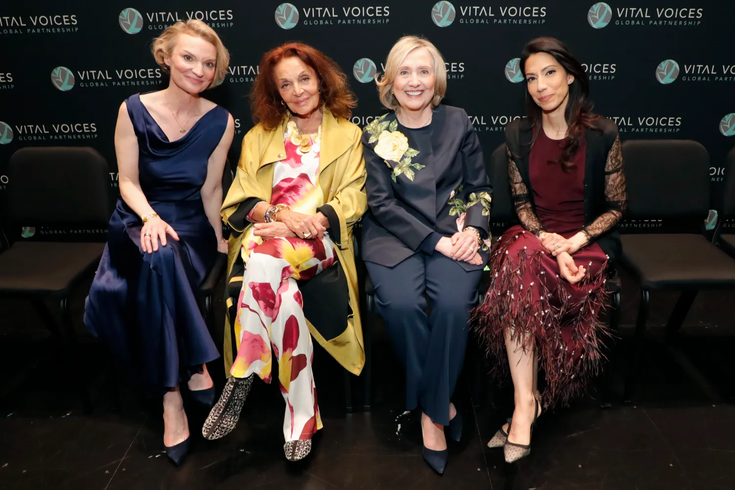 Alyse Nelson, Diane von Furstenberg, Hillary Clinton and Huma Abedin took part in the 24th annual Vital Voices Global Leadership Awards, celebrating extraordinary women leaders, in NYC on Thursday.