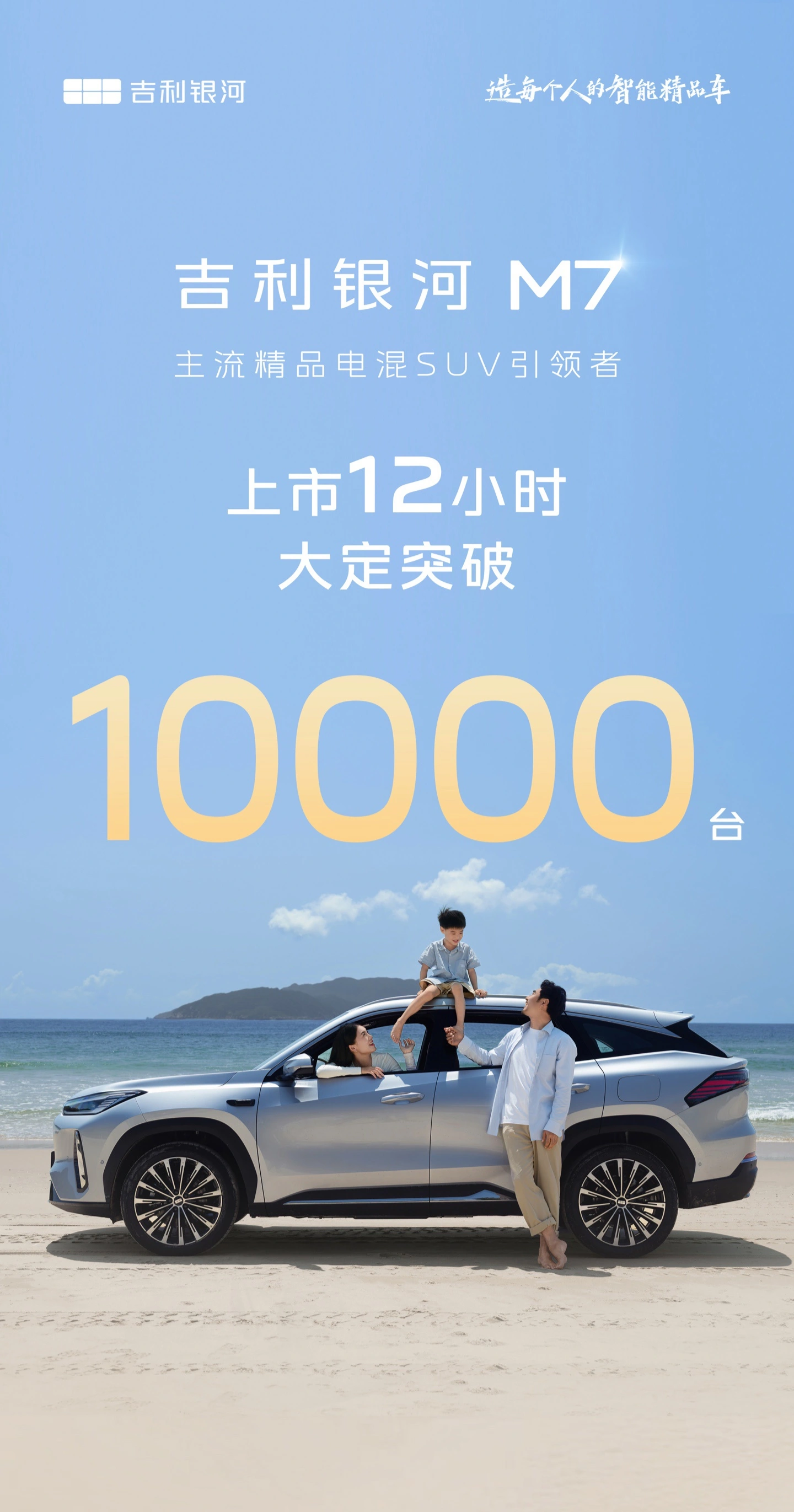 吉利银河 M7 上市 12 小时大定破 1 万台,限时 10.98 万元起