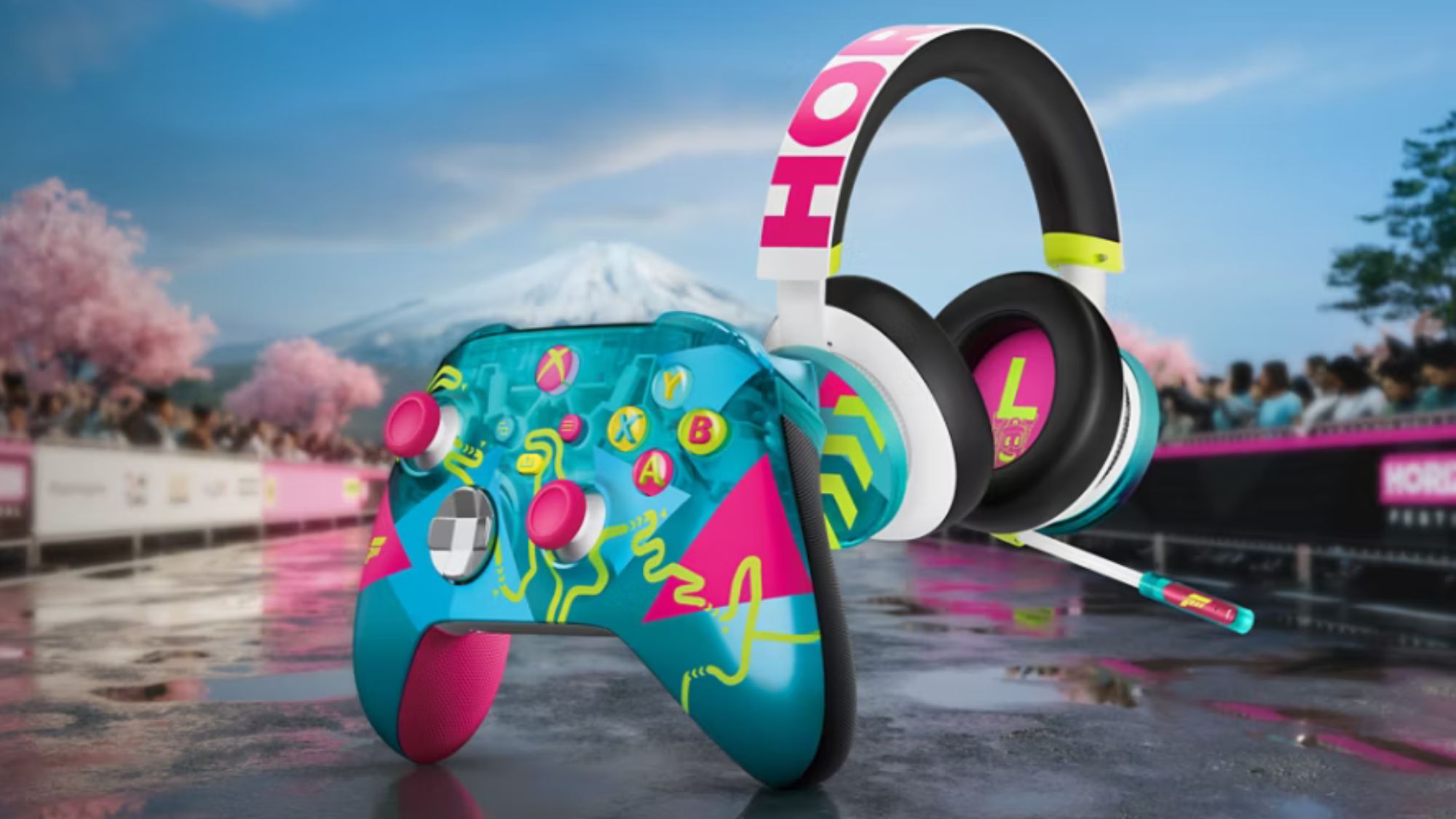 The Forza Horizon 6 limited edition Xbox Wireless controller and wireless headset collection