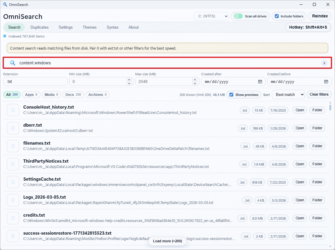 OmniSearch syntax