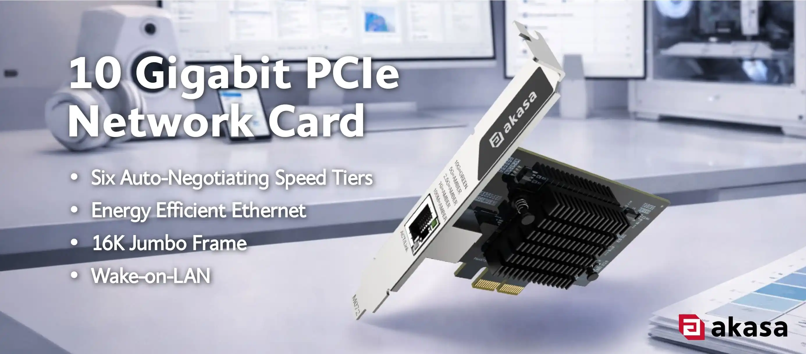 Akasa 推出单电口万兆有线网卡 AK-PCCE10-01,PCIe Gen3 ×2 接口