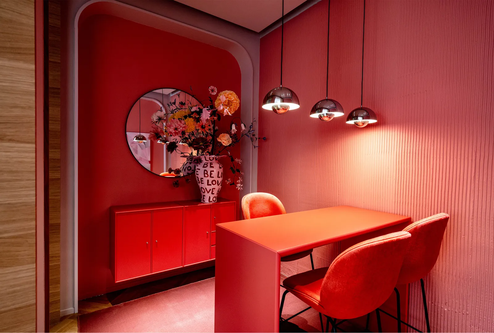 Image may contain Architecture Building Dining Room Dining Table Furniture Indoors Room Table and Interior Design