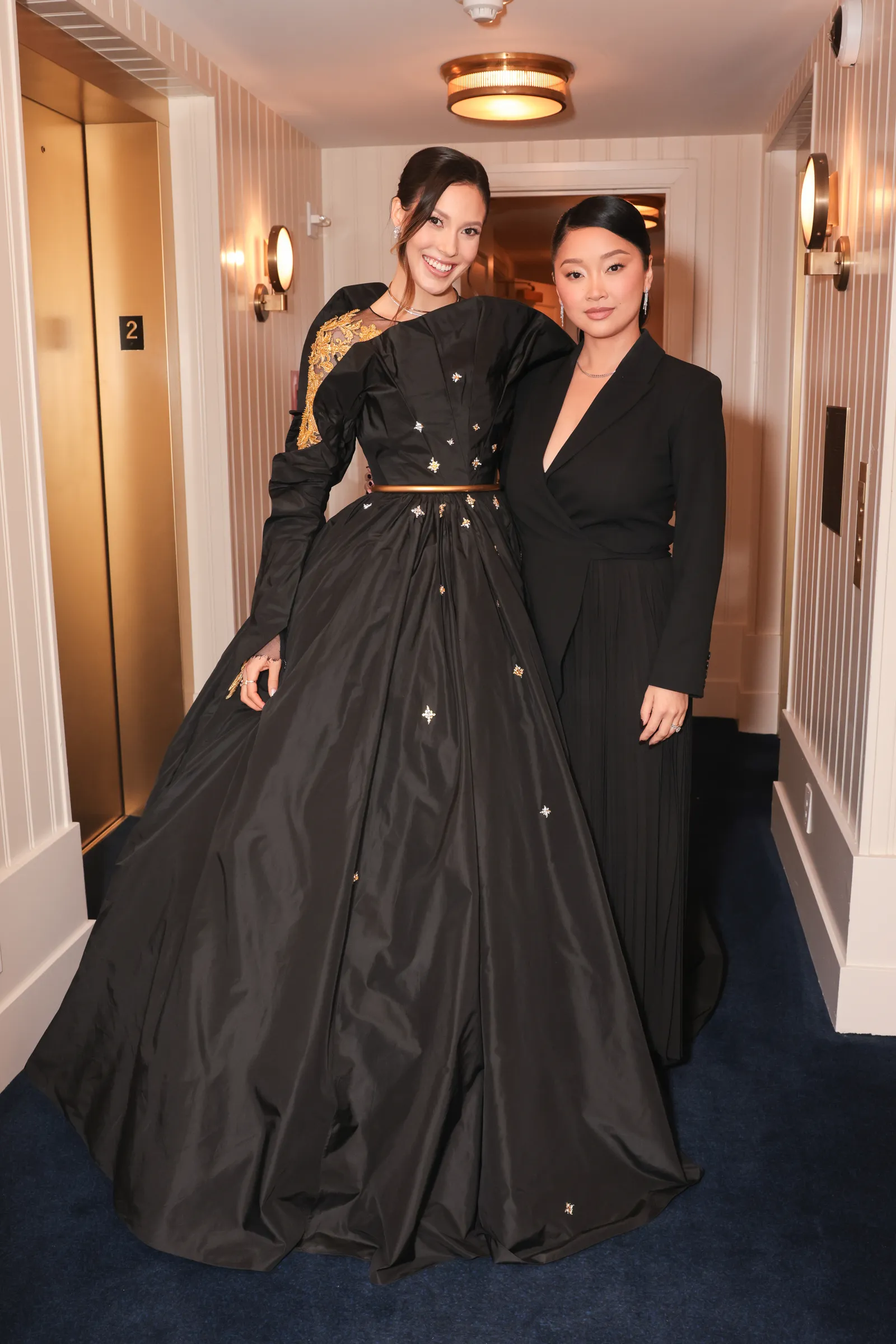 Image may contain Lana Condor Clothing Dress Formal Wear Fashion Gown Coat Evening Dress Adult Person and Wedding