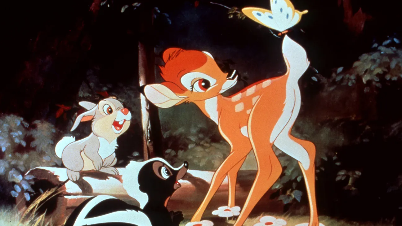 Bambi, from left: young Thumper (voiced by Peter Behn), young Bambi (voiced by Donnie Dunagan), young Flower (voiced by Stan Alexander)1942.