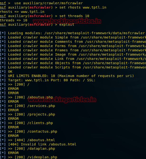 Модуль msfcrawler для Metasploit