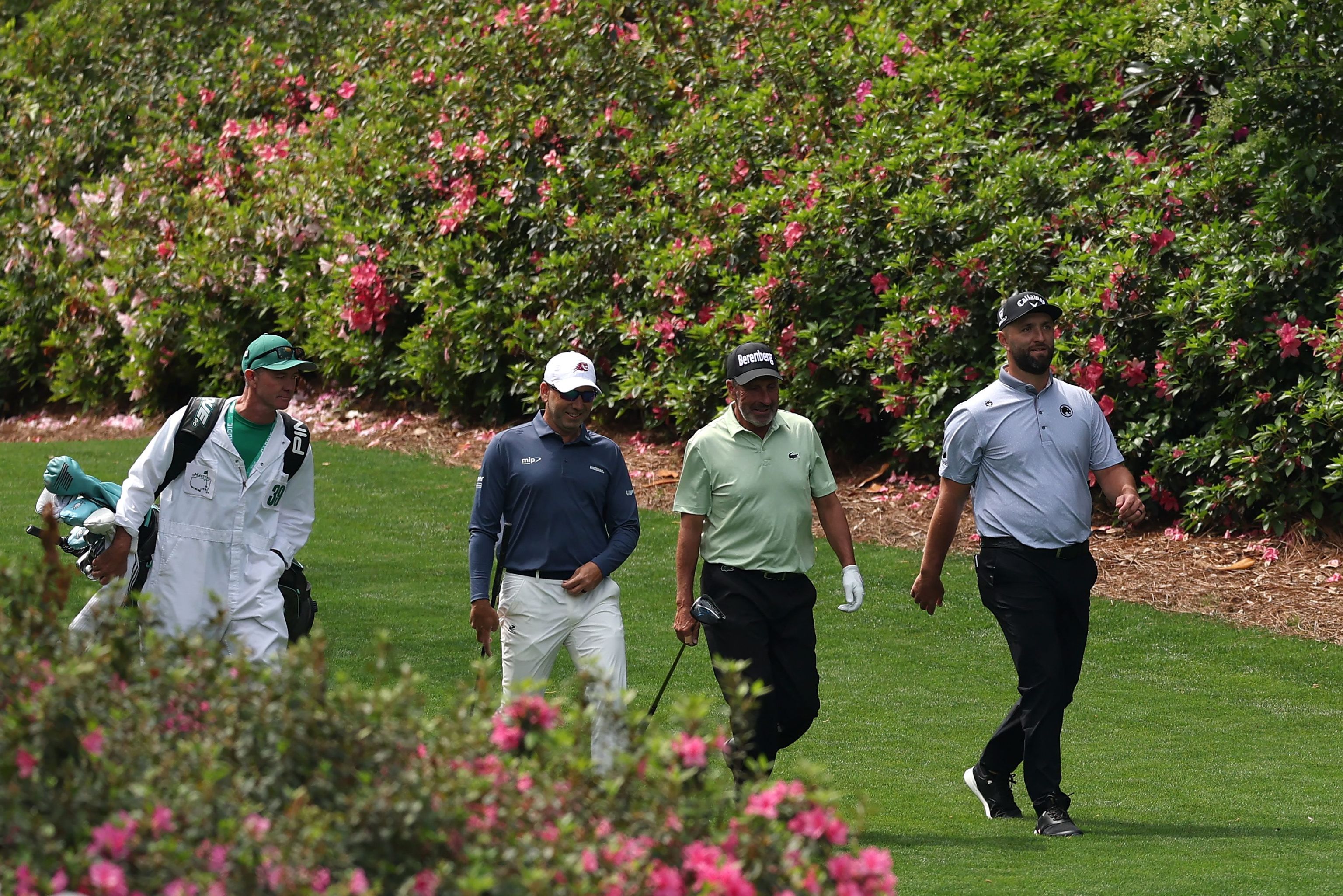 Jon Rahm, reconoce el campo del Masters de Augusta