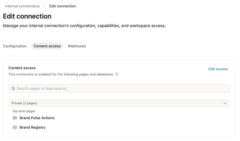 Notion Connection Setup