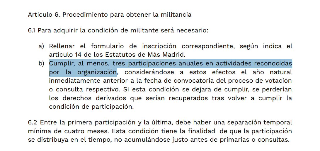 El punto del reglamento que enfrenta a M�s Madrid.