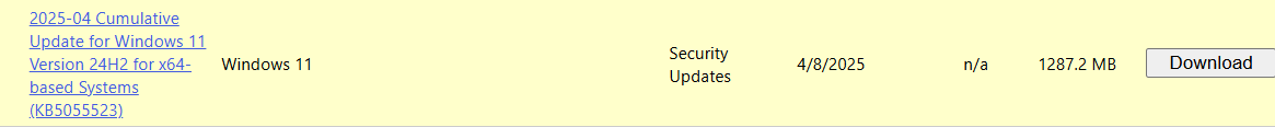 微软 Win11 更新已触及 5GB,累积机制和 AI 组件成推手 Cumulative update till April 2025 was relatively smaller in size