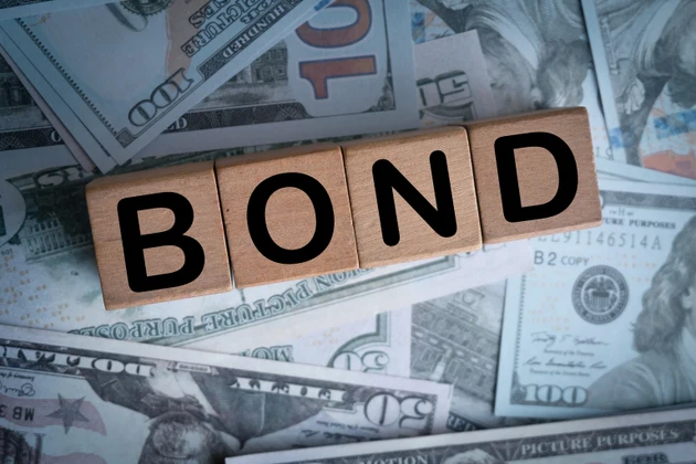 BOND Word on Wooden Cubes over US Dollar Money Background