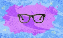 Ray-Ban Meta (Gen 1) Smart AI Glasses against a colorful background. 