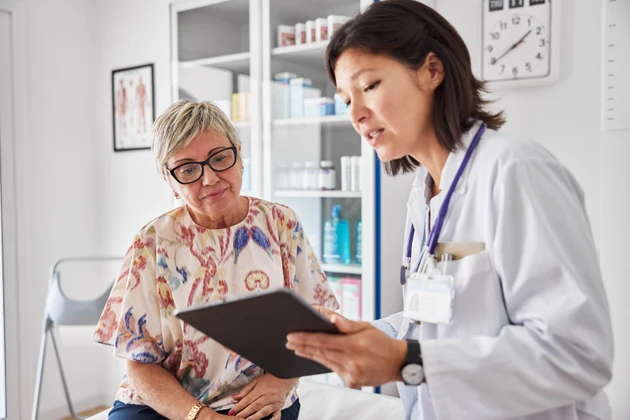 Doctor sharing medical results with woman