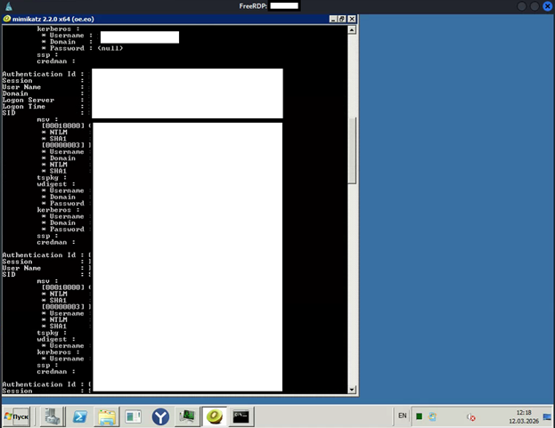Вывод Mimikatz Вывод Mimikatz