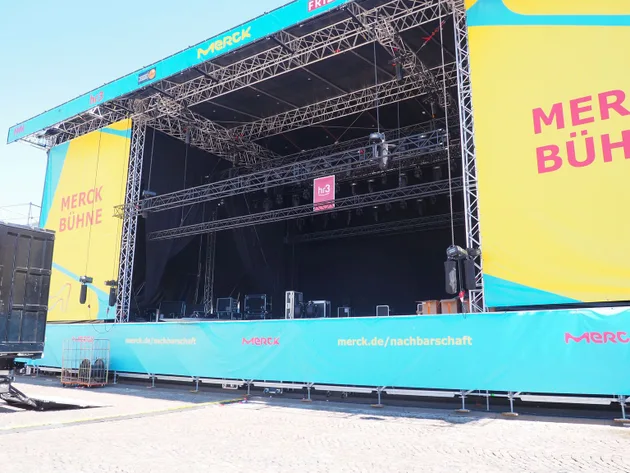 Empty stage construction at festival