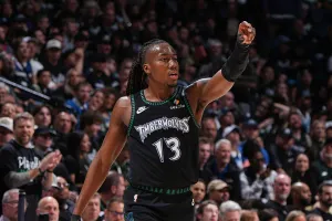 MINNEAPOLIS, MN - APRIL 23: Ayo Dosunmu #13 of the Minnesota Timberwolves looks on during the game against the Denver Nuggets during Round One Game Three of the 2026 NBA Playoffs on April 23, 2026 at Target Center in Minneapolis, Minnesota. NOTE TO USER: User expressly acknowledges and agrees that, by downloading and or using this Photograph, user is consenting to the terms and conditions of the Getty Images License Agreement. Mandatory Copyright Notice: Copyright 2026 NBAE (Photo by Garrett Ellwood/NBAE via Getty Images)