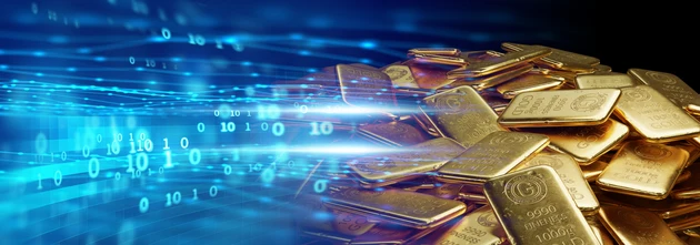 banner of shiny gold bars on financial gold price graph 3d illustration