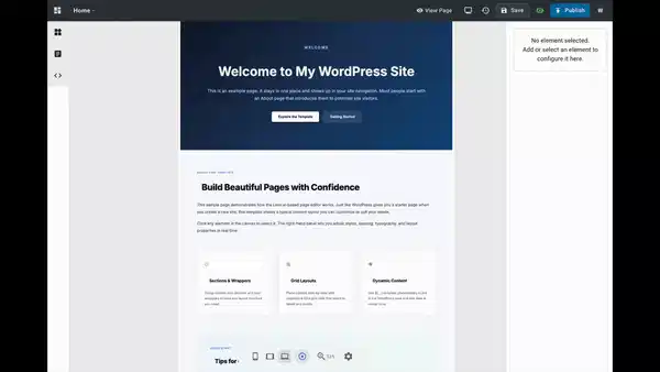 WP Next Editor drag and drop canvas