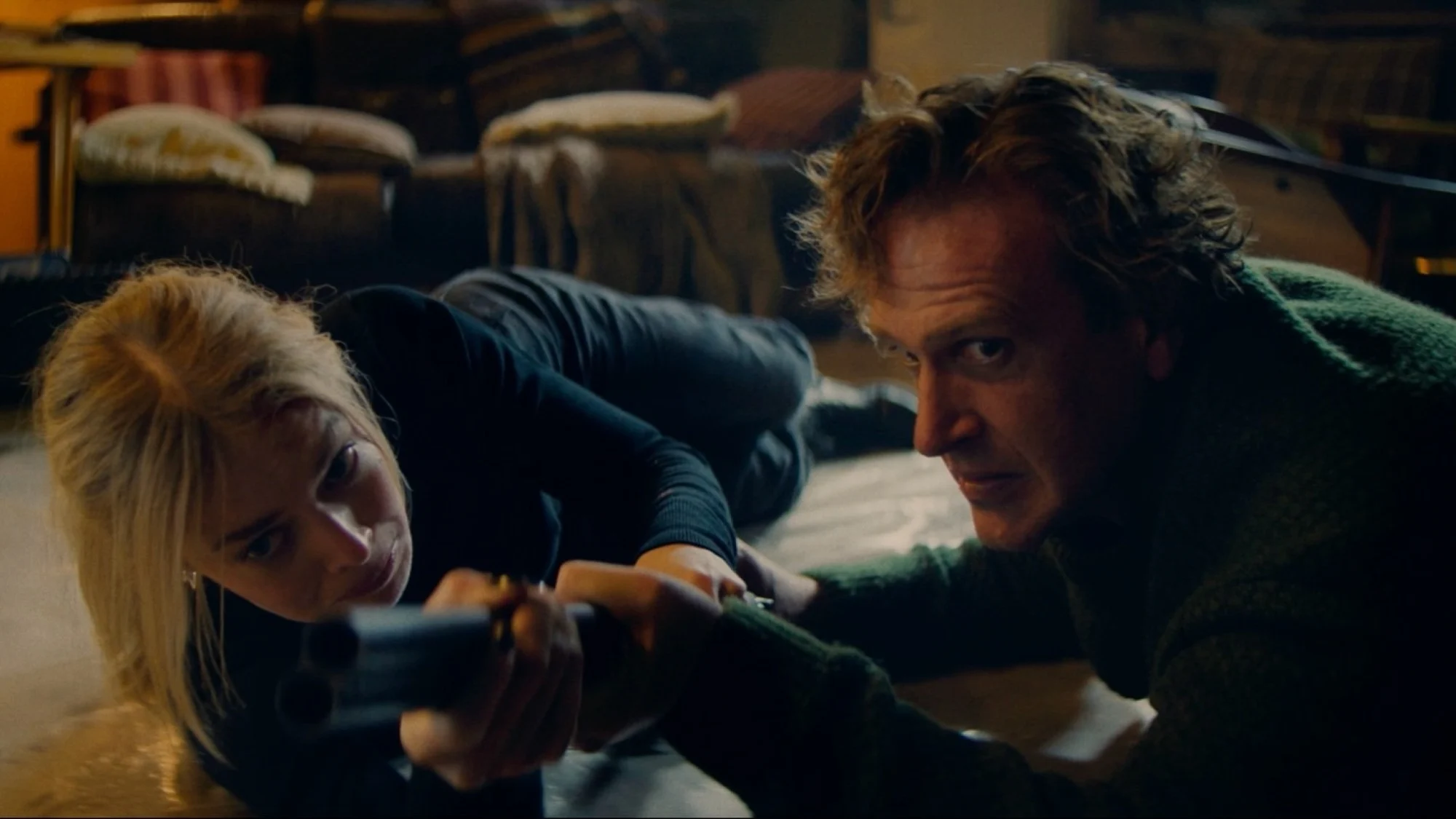 Samara Weaving and Jason Segel in Jorma Taccone’s "Over Your Dead Body."