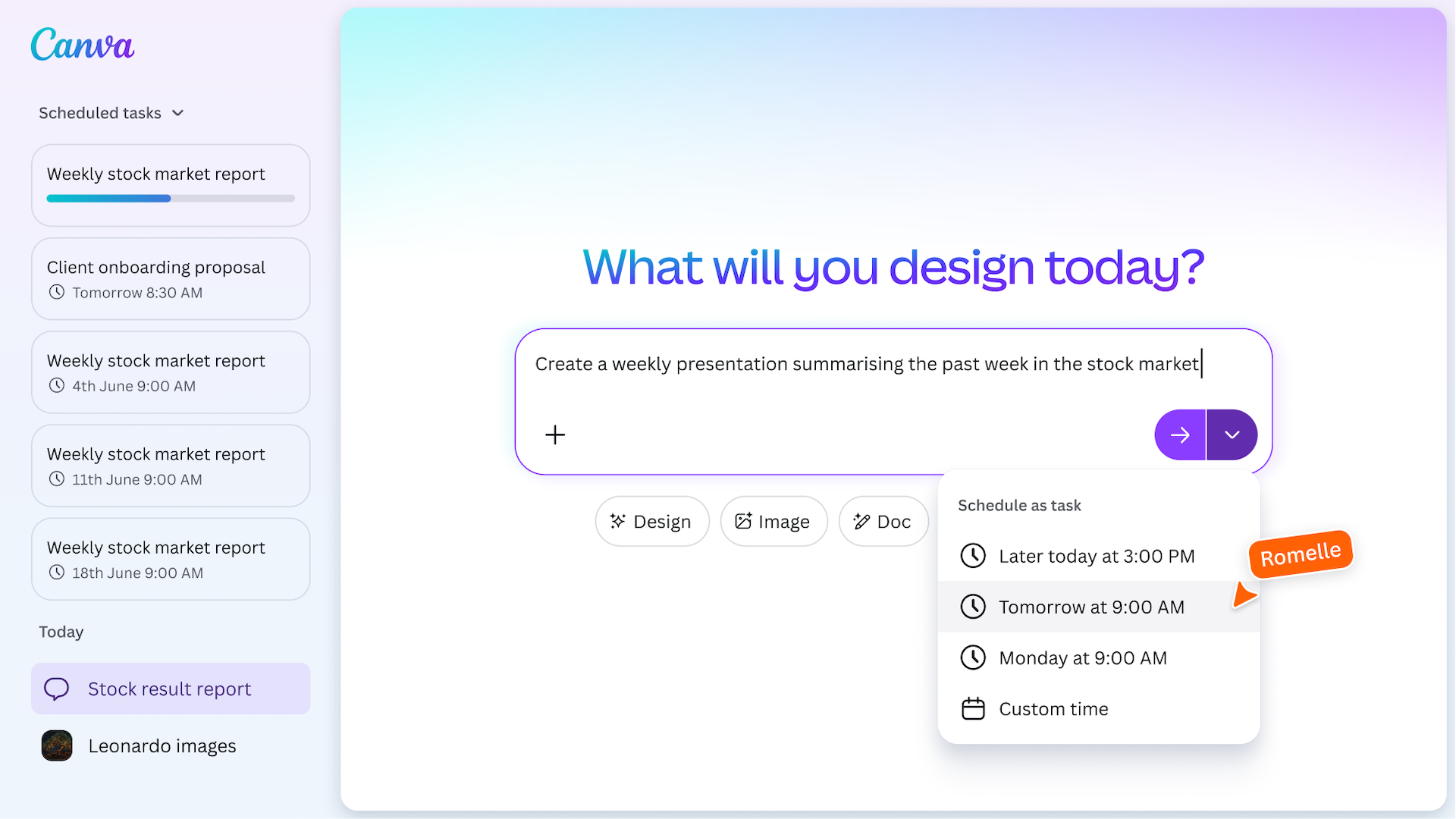 Canva AI 2.0 Scheduling