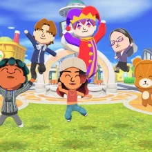 Various Miis posing in Tomodachi Life for Switch