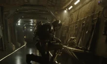 The Mandalorian and Grogu prepare for battle in a spaceship.