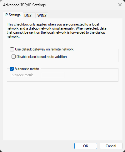 IP Settings tab