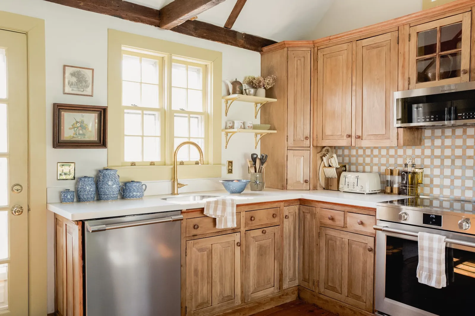Image may contain Indoors Interior Design Sink Sink Faucet Kitchen and Wood