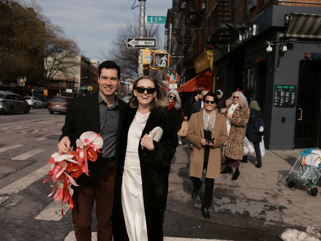 Image may contain Billy Eichner Mick Box Mary Jo Markey Clothing Coat City Road Street Urban Jacket and People