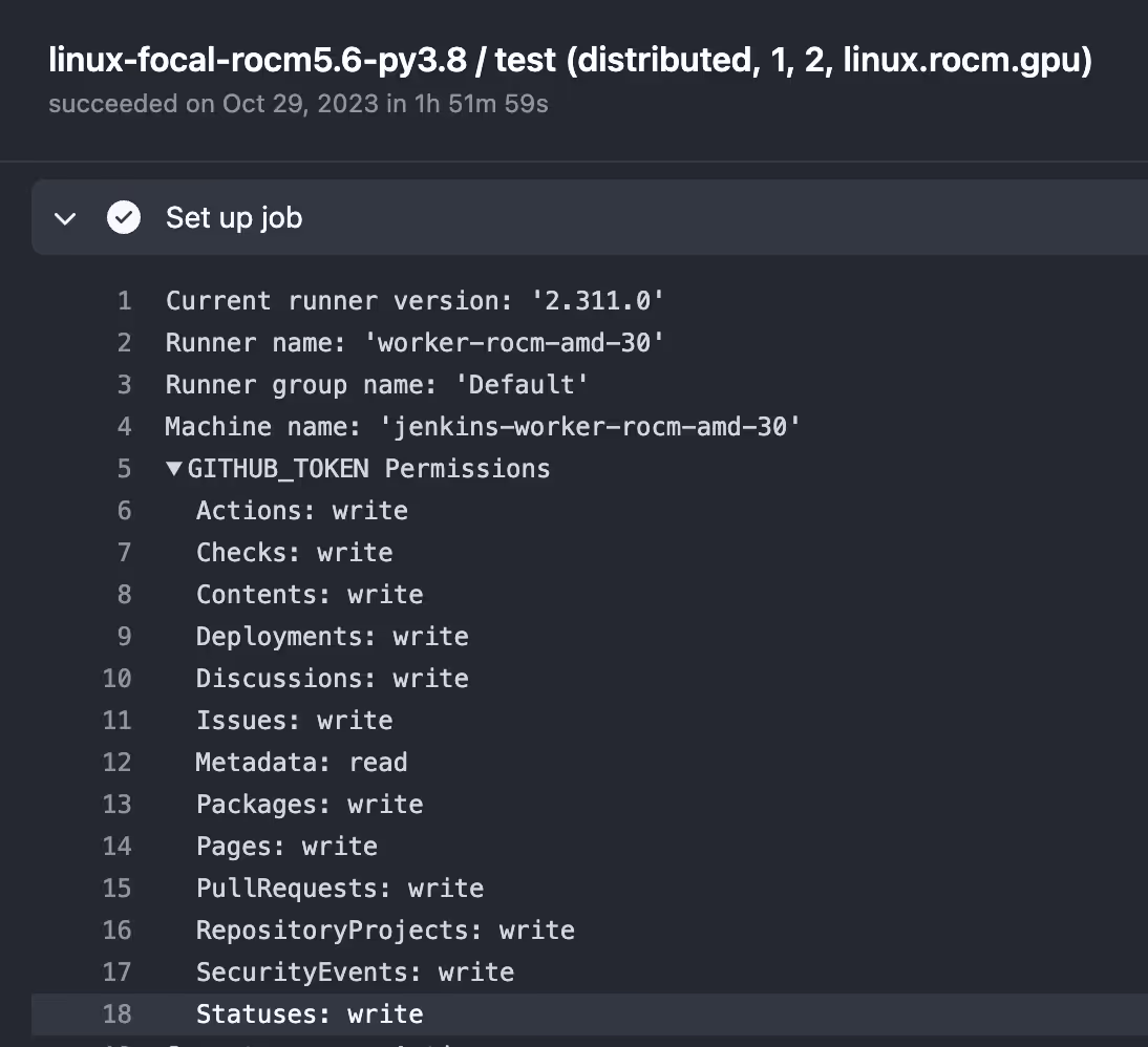 Detailed GITHUB_TOKEN permissions on the compromised runner