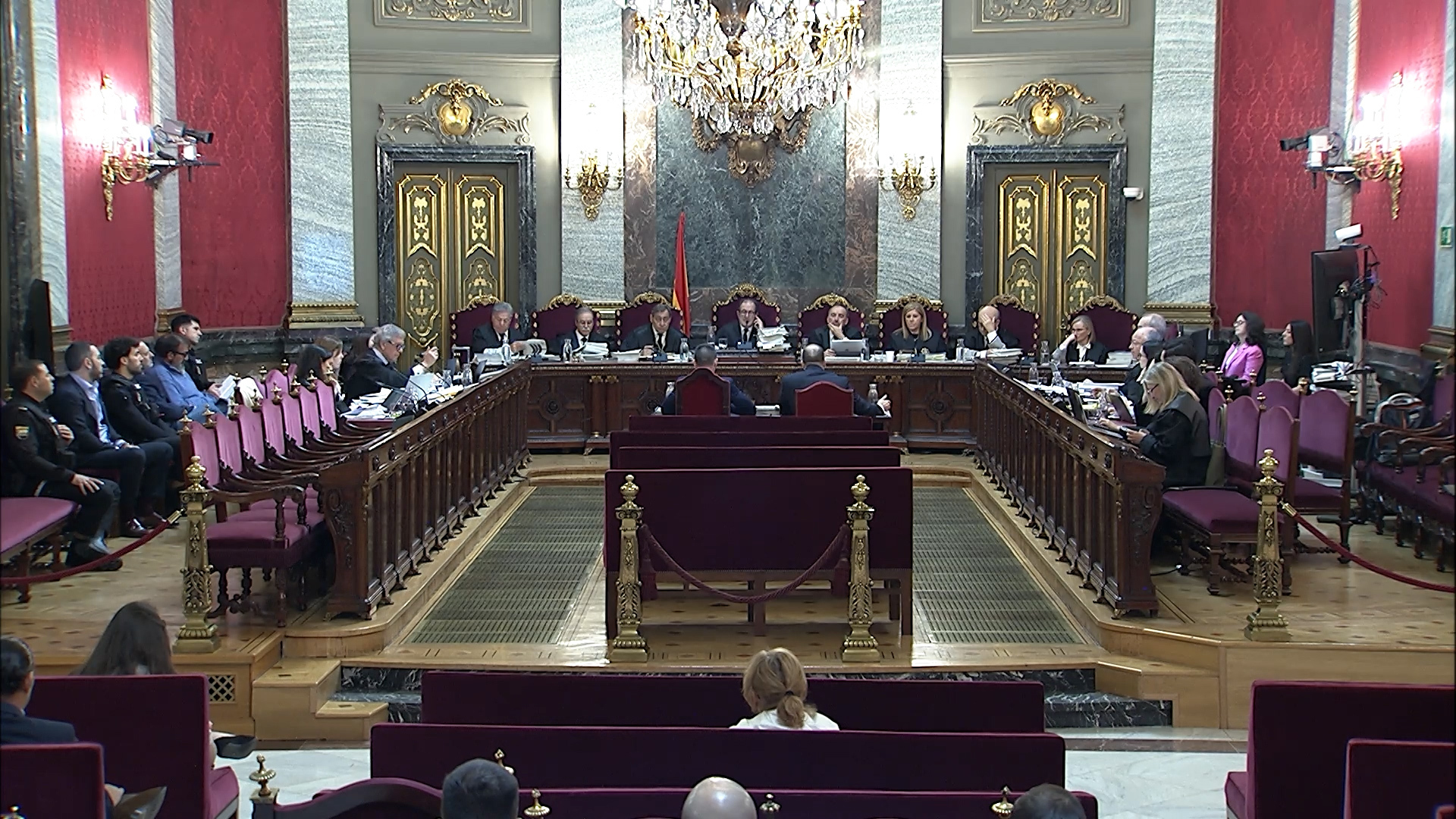 Los agentes de la UCO, durante su declaraci�n en el TS este lunes.