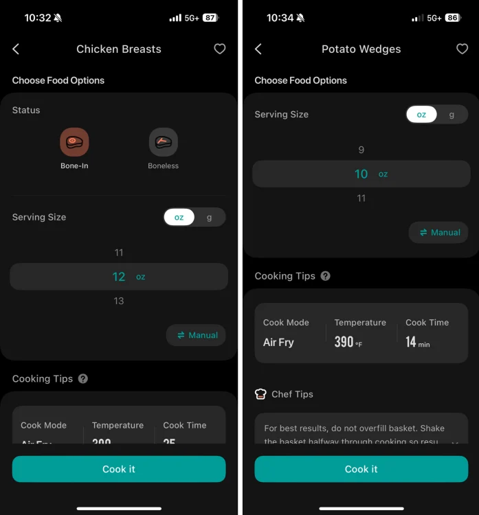 screenshots of the VeSync app