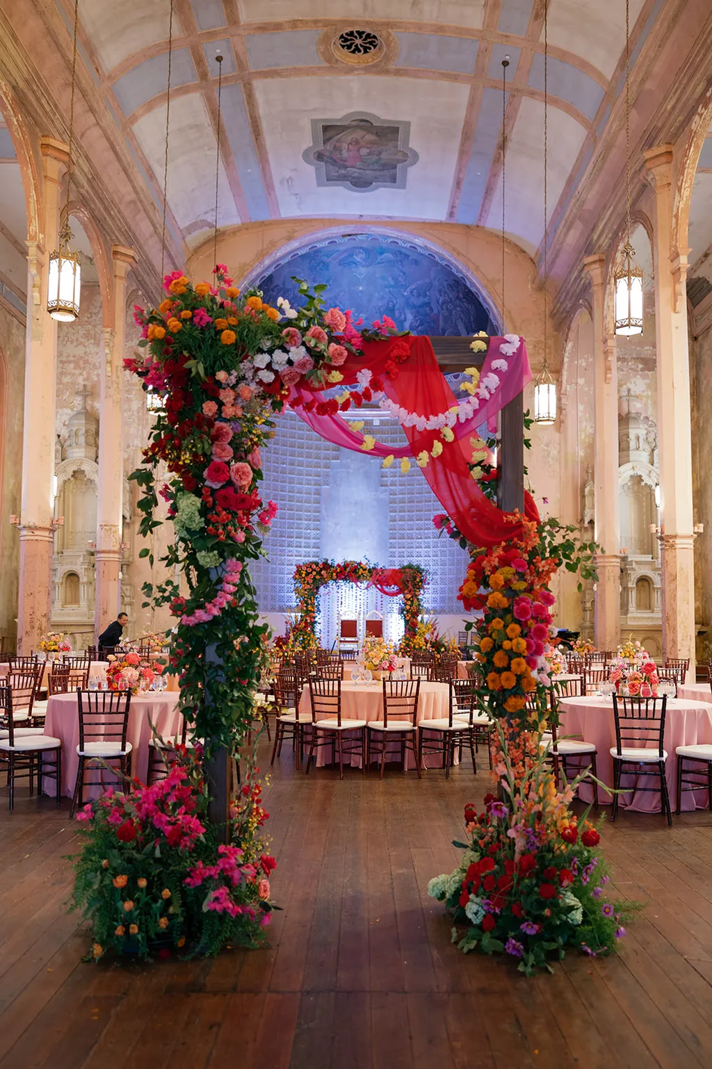 Image may contain Flower Flower Arrangement Plant Indoors Altar Architecture Building Church Prayer and Person